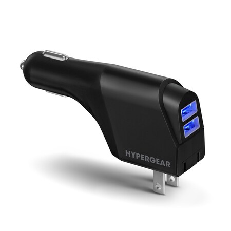 Hypergear Hybrid 2.1A Dual USB Car/Wall Charger Black 15643